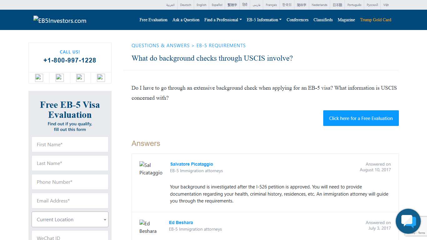 What do background checks through USCIS involve? - EB5Investors.com